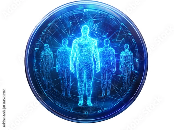 Obraz  Futuristic Holographic Human Figures Digital Technology