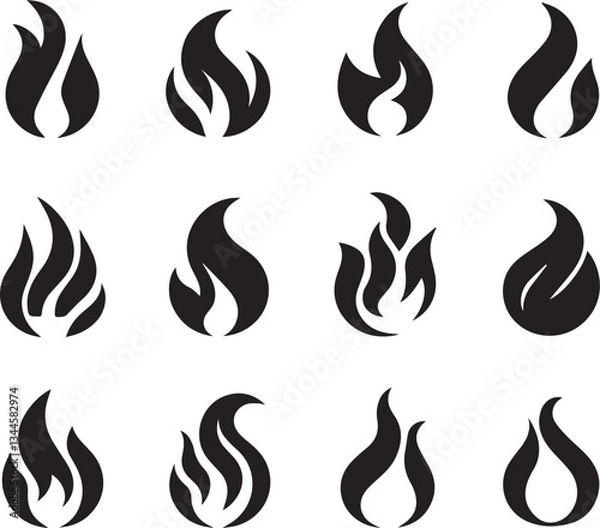 Fototapeta Fire icon vector set. Fire flame symbol. Flame icon collection. fireball and flame vector illustration icon set. 