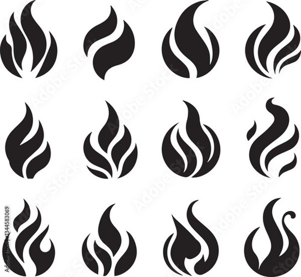 Fototapeta Fire icon vector set. Fire flame symbol. Flame icon collection. fireball and flame vector illustration icon set. 