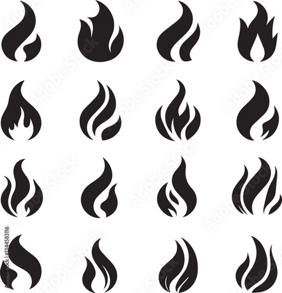 Fototapeta Fire icon vector set. Fire flame symbol. Flame icon collection. fireball and flame vector illustration icon set. 