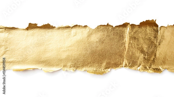 Fototapeta Gold paper with frayed edges isolated on white background