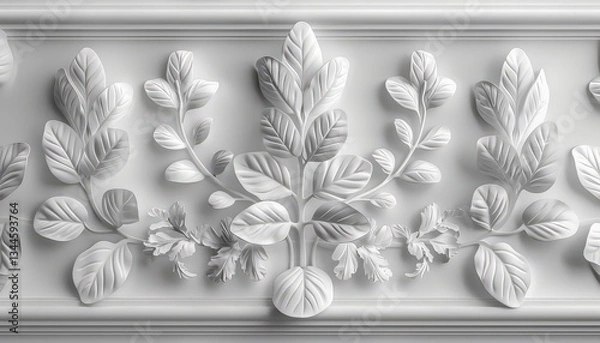 Obraz A white border with a design of leaves and flowers