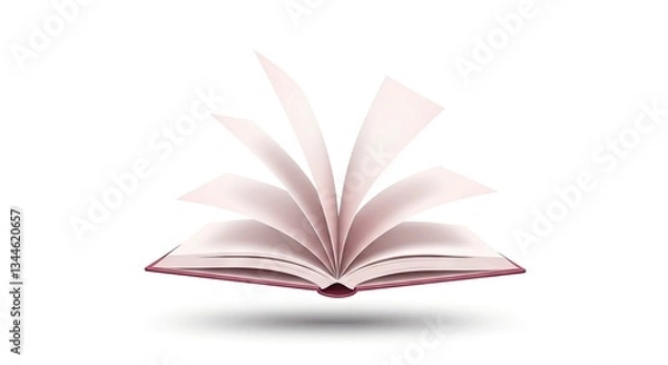 Fototapeta Open Book with Flying Pages Illustration for Education and Literature