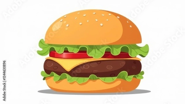 Obraz Delicious burger illustration isolated on a white background