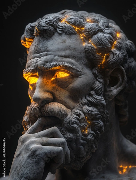 Fototapeta statue of socrates with glowing effect 