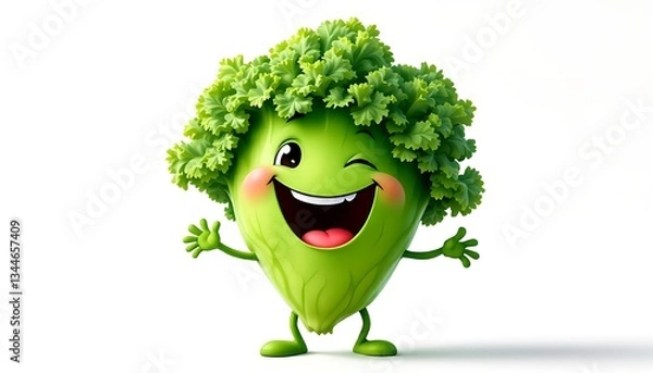Obraz Happy Broccoli Cartoon Character 3d Render