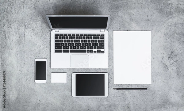 Fototapeta Corporate identity mockup on concrete background