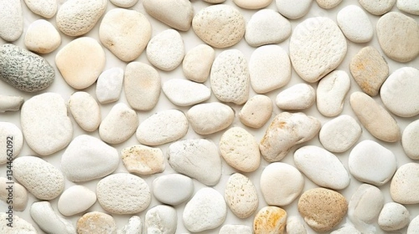Fototapeta Smooth Round Pebbles with Natural Texture in Light Tones