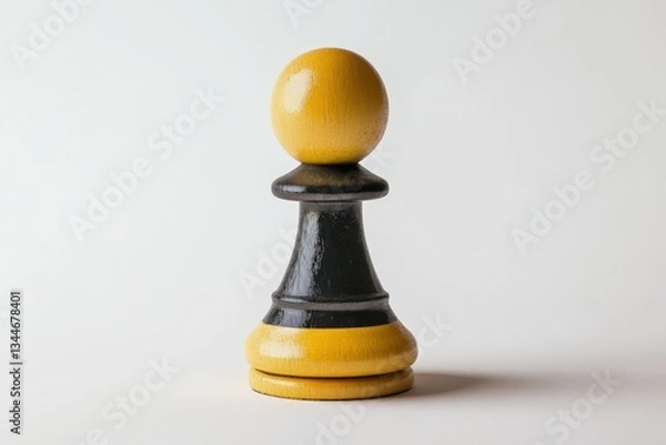 Fototapeta A wooden chess piece stands prominently on a white background