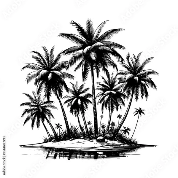 Obraz Tropical Beach Paradise Sketch Style