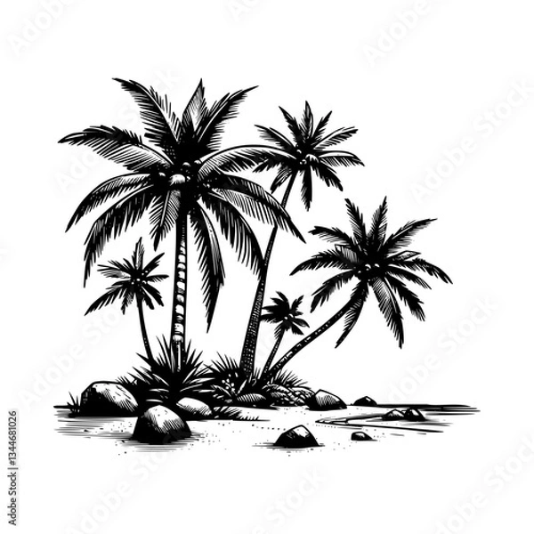Obraz Tropical Beach Paradise Sketch Style