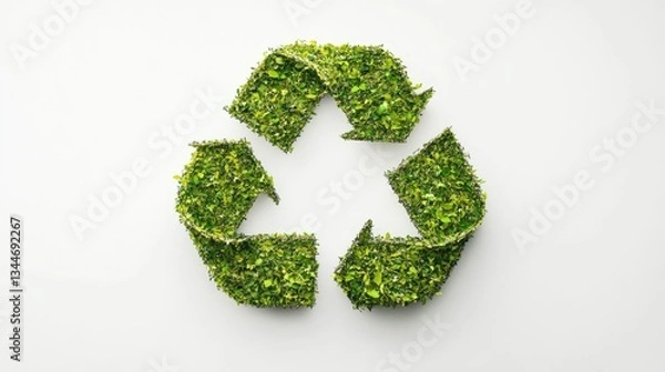 Fototapeta A globe encircled by a vibrant green recycling symbol, promoting environmental awareness. Clean white background for text placement.