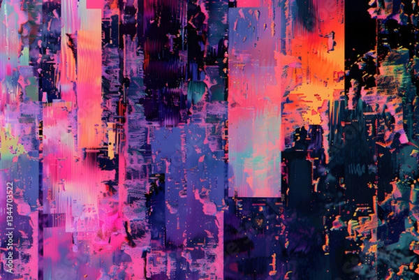 Fototapeta Kaleidoscope of Neon Shapes: A VJ Graphics Journey Synced with Music Beats
