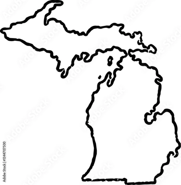 Fototapeta Michigan State Map Vintage Black	
