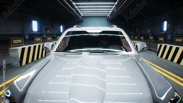 Fototapeta Generic 3d car crash test. Car destruction.3d rendering.