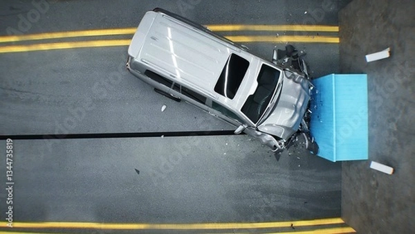 Fototapeta Generic 3d car crash test. Car destruction.3d rendering.