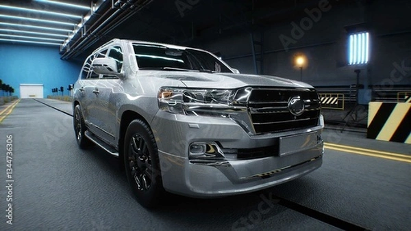 Fototapeta Generic 3d car crash test. Car destruction.3d rendering.