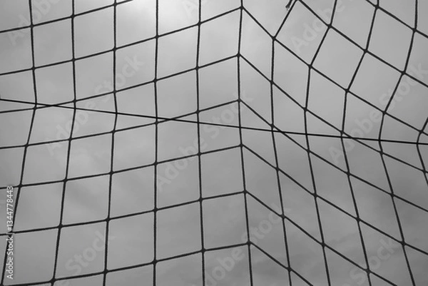 Fototapeta goal post net detail abstract squares rope pattern black and white