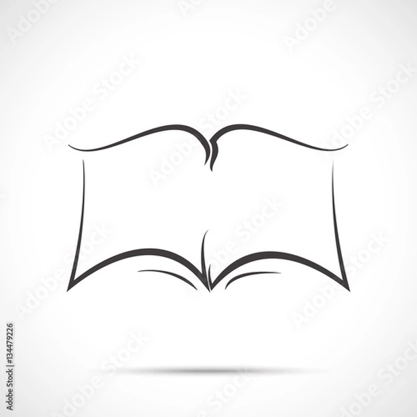 Fototapeta Open book icon isolated on white background. Line art style.