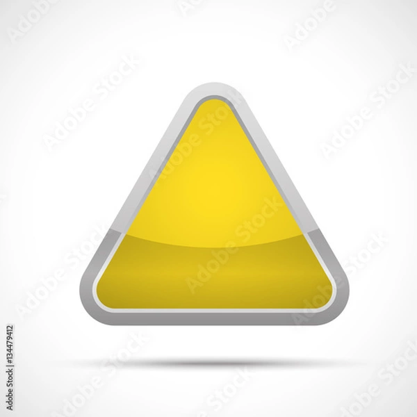 Obraz Empty yellow triangle button icon isolated on a white background. Sticker, button.