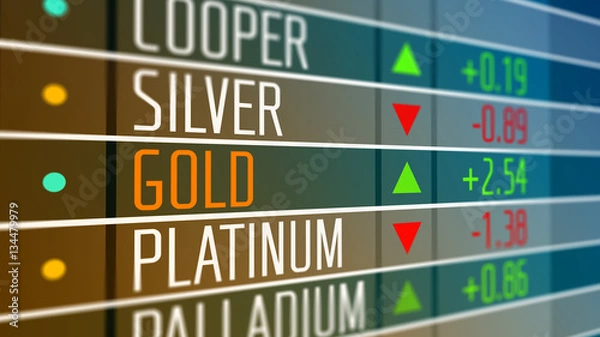 Obraz Cena złota na giełdzie.