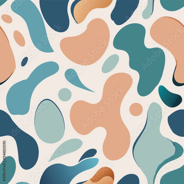 Fototapeta Abstract Background with Free-Form Organic Flowing Shapes in Vibrant Hues