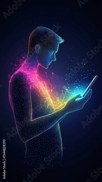 Fototapeta Glowing AI powered business assistant helping professionals with tasks symbolizing digital automation