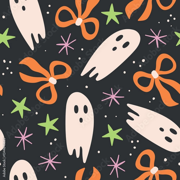 Fototapeta Bow Ghost Pattern Halloween Ghost Background