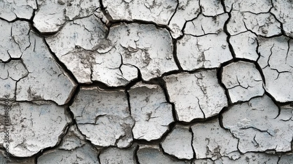 Fototapeta Close-Up View of Cracked Dry Surface Texture in Natural Light Displaying Rural Decay