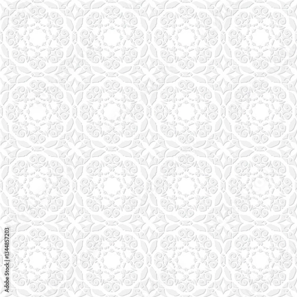 Fototapeta Ornate, repeating pattern of light gray, circular motifs
