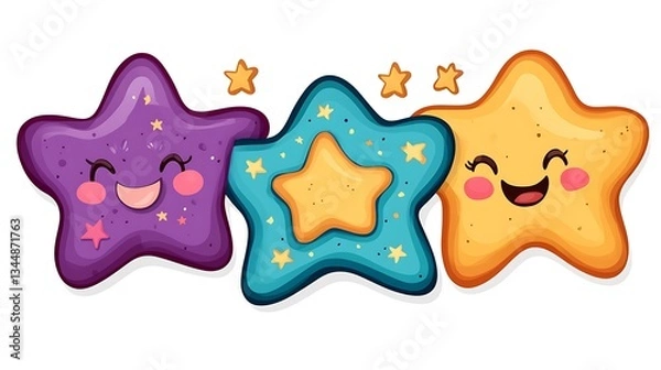 Fototapeta Cute Cartoon Stars.