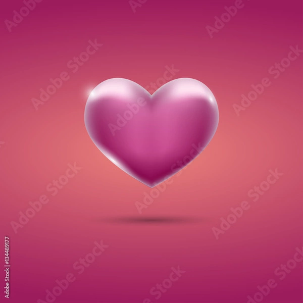 Fototapeta Glowing pink heart on pink background