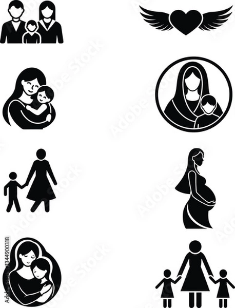 Obraz Family icons set.Mother's Day vector icon