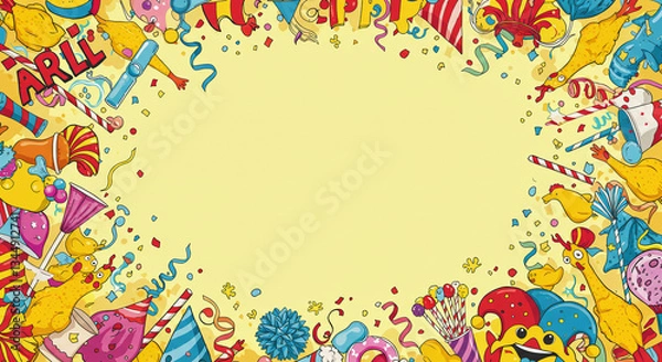 Fototapeta April Fool's Day Celebration Background with Festive Elements