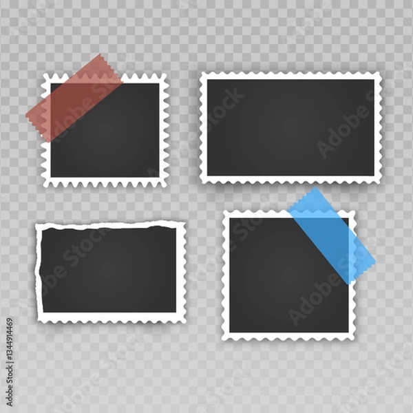 Fototapeta Retro photo frames Vintage paper picture frame Realistic blank photo card frame Vector Format
