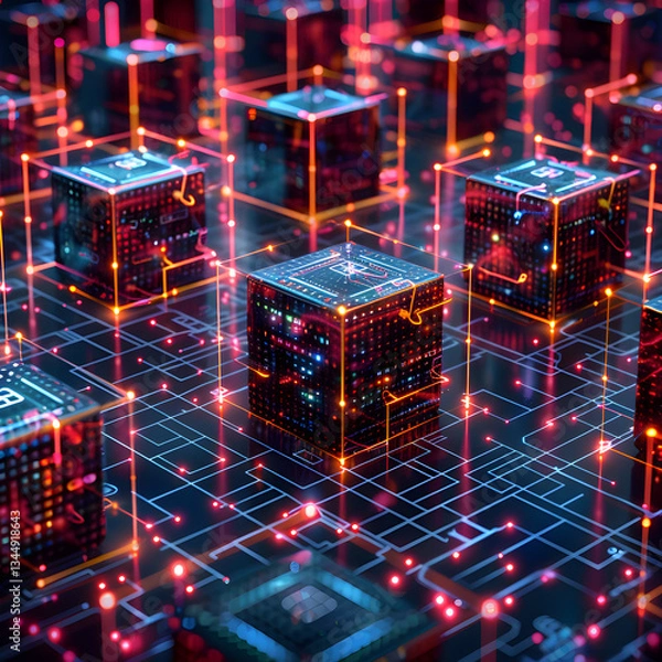 Fototapeta Networked VM Clustering: A Futuristic Digital Representation