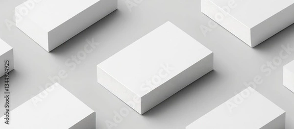 Obraz White rectangular boxes are arranged on a plain gray background