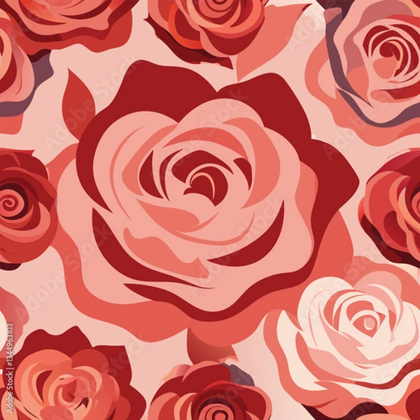 Fototapeta Modern Botanical Rose Wall Art with Abstract Line Design