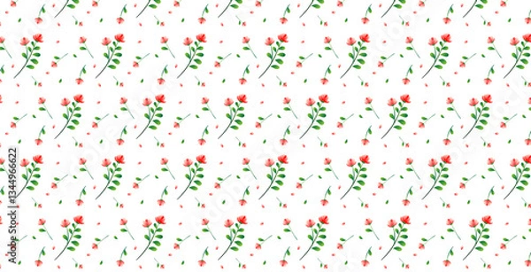 Fototapeta floral background, seamless pattern with red flowers