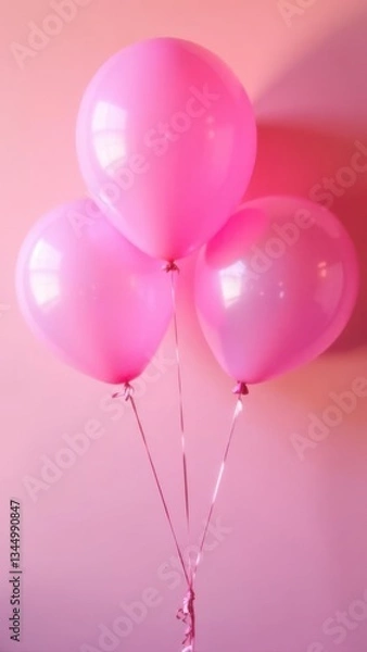 Obraz Three pink balloons floating on a pink background