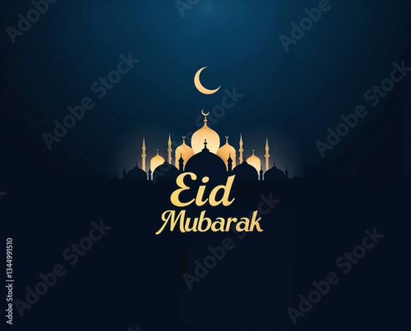Obraz Eid Mubarak Greetings Card Design, Eid Mubarak post, Islamic concept vertical image