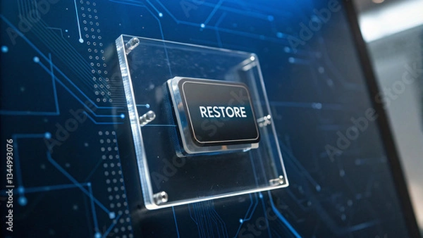 Fototapeta Data Restore Button Blue