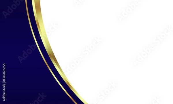 Fototapeta Abstract dark blue gold luxury curved side frame as cover decoration isolated on white background