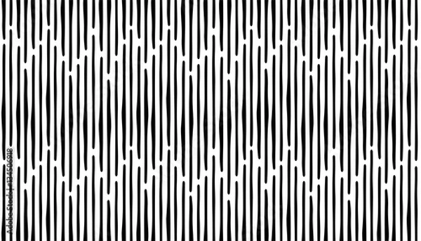 Fototapeta Abstract hand draw seamless stripe patterns. Black vertical line. Zig zag, chevron
