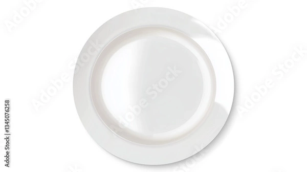 Obraz Empty Classic White Plate on Transparent Background – Top View