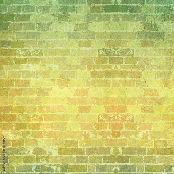 Fototapeta Colorful green and yellow grunge brick background