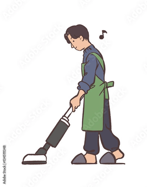 Obraz 掃除機をかける男性