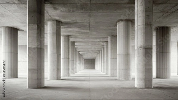 Fototapeta Massive distribution warehouse being constructed with reinforced steel columns.