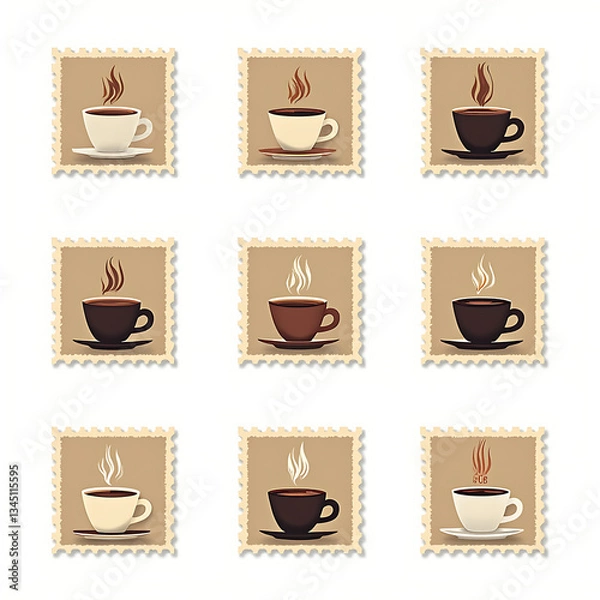 Obraz vintage coffee stamp collection