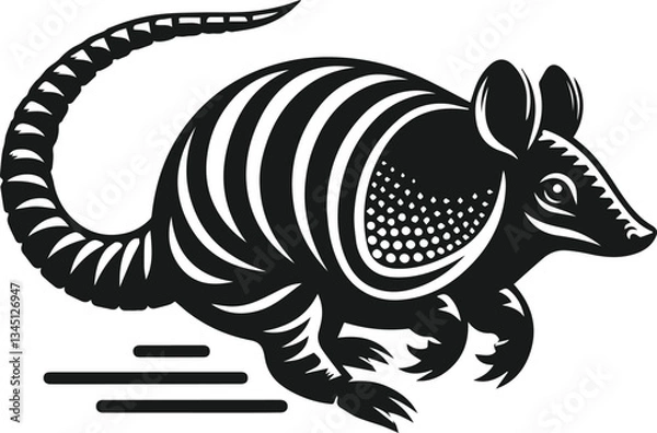 Obraz Armadillo running at full speed vector silhouette